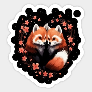 Red Panda Couple Valentine Sticker